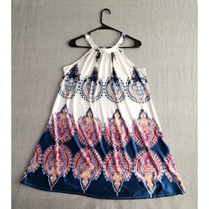 Leo Rosi Women's Sleeveless Boho Halter Dress Size M NWT Y2K Gypsy Bohemian